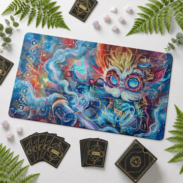 Heimerdinger Cosmos Riftbound TCG playmat – zone-free full-art League of Legends game mat
