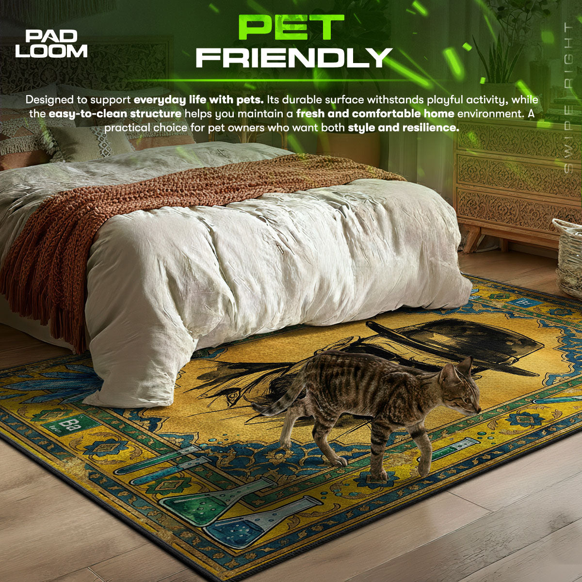 Detailed close-up of Heisenberg rug pattern