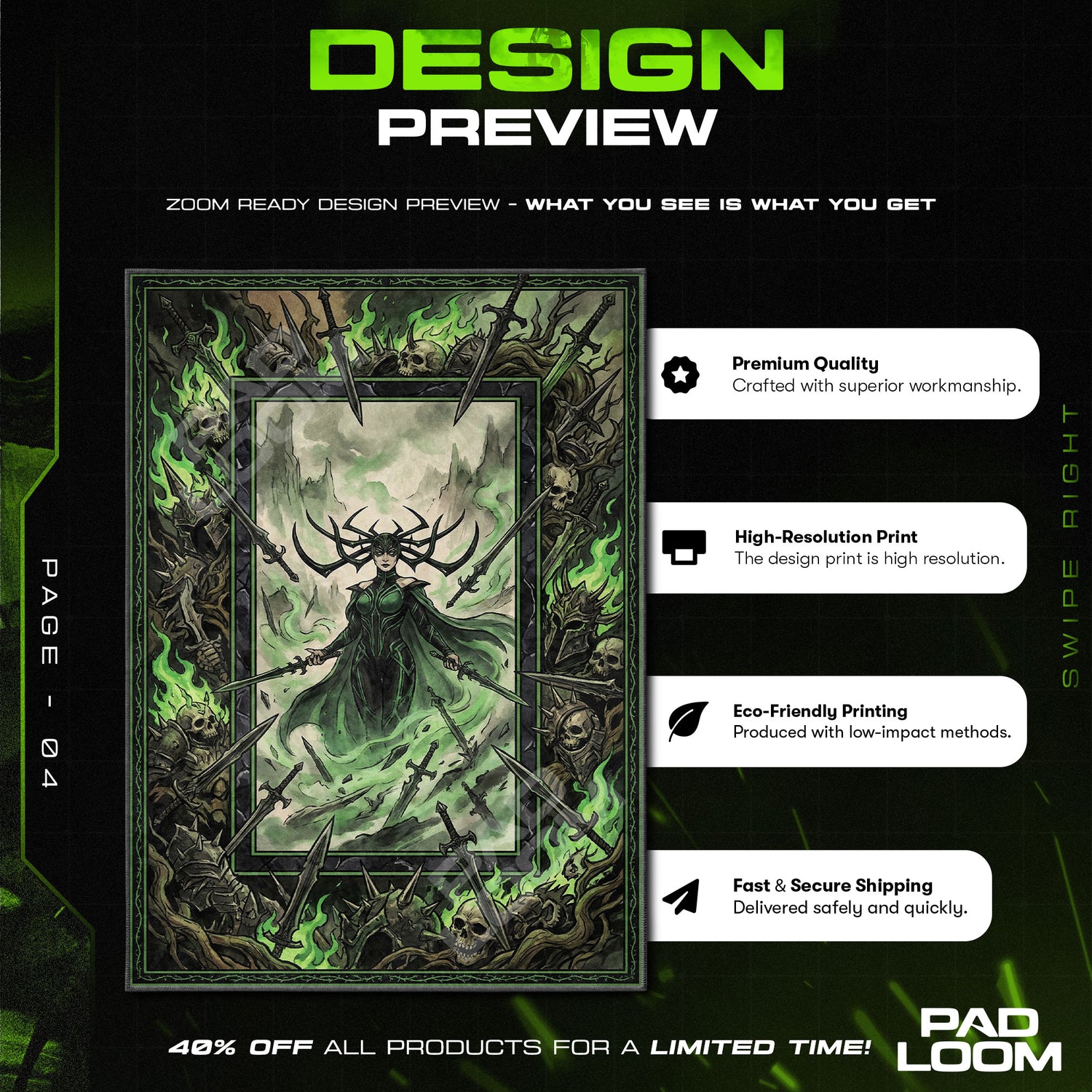 Hela Necrosword Rug - Marvel Chair Mat