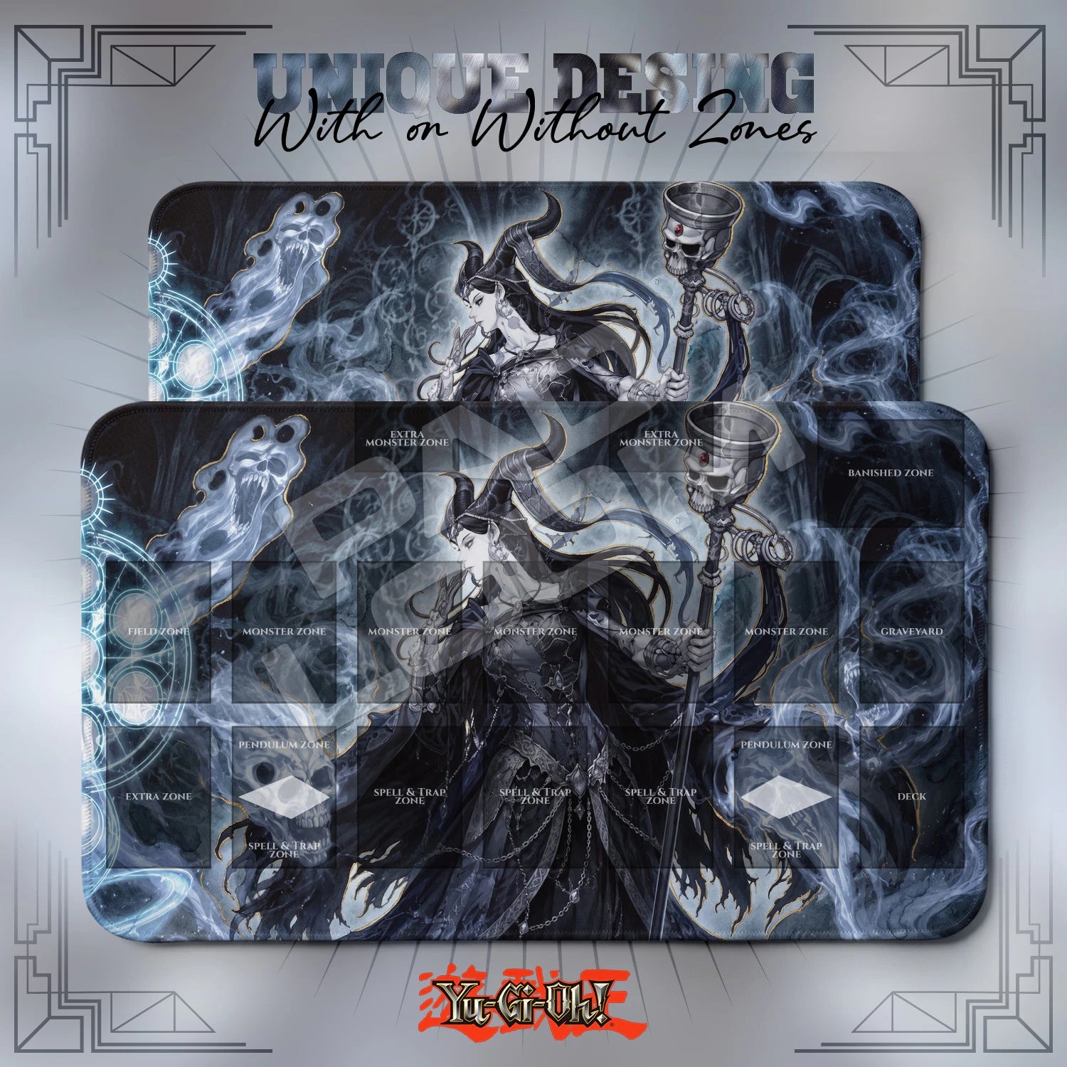 Hela Wraith Playmat – With Zones and Without Zones layouts compared