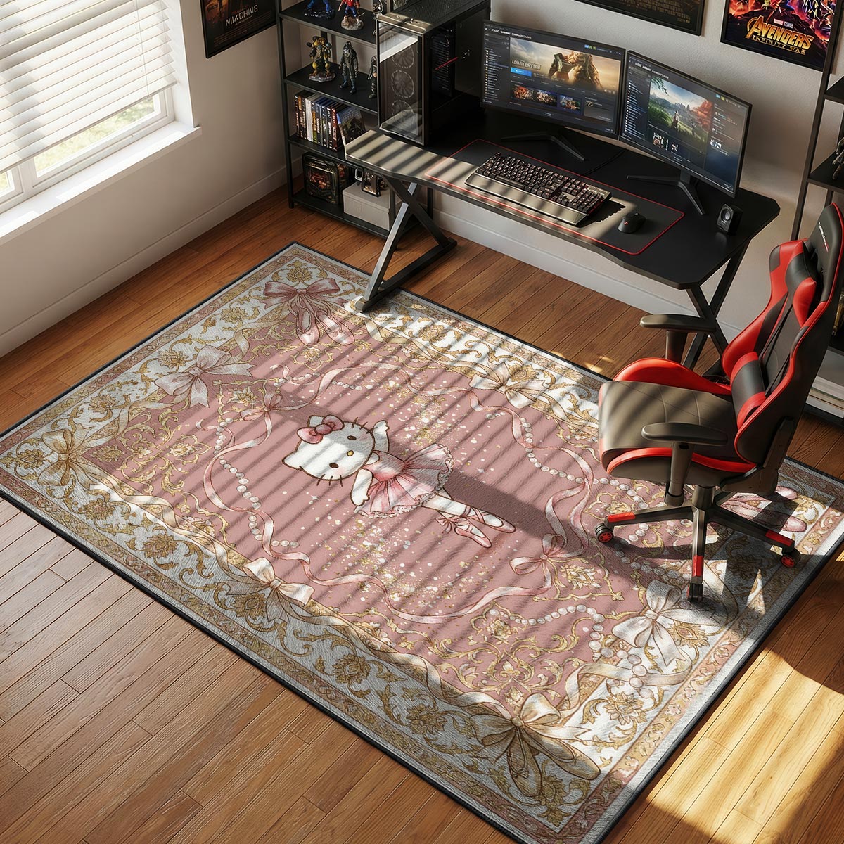 Hello Kitty Ballerina Pink Kids Room Floor rug — main product view
