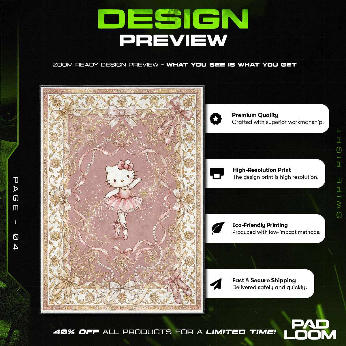 Floor character design printed on rug