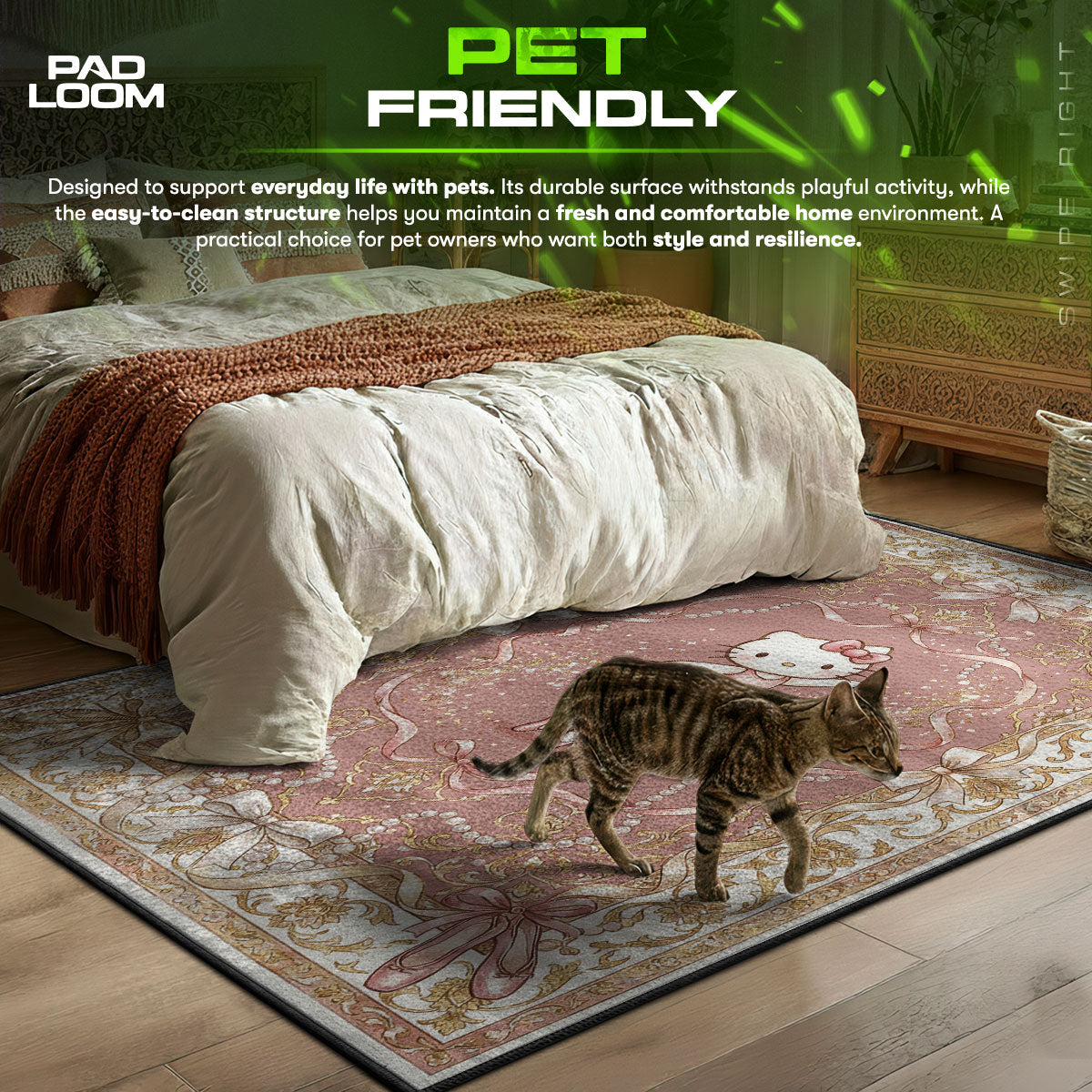 Detailed close-up of Hello rug pattern