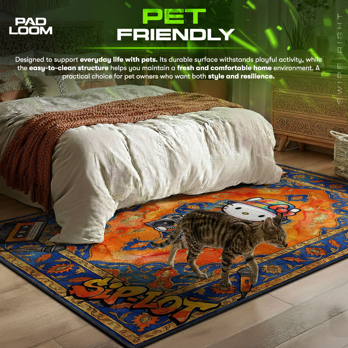 Detailed close-up of Hello rug pattern