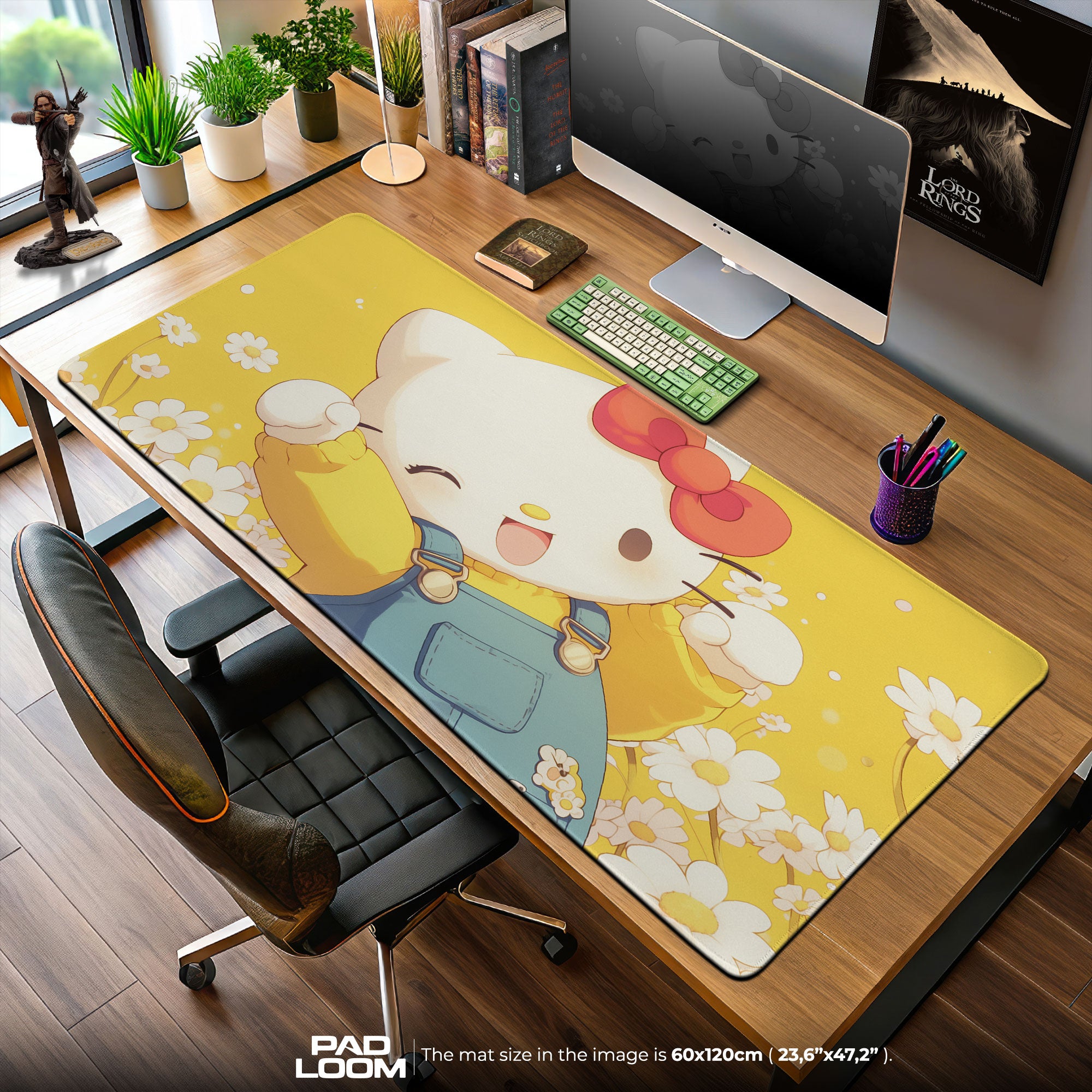 Hello Kitty Mouse Pad, Daisy Field Cartoon Desk Mat