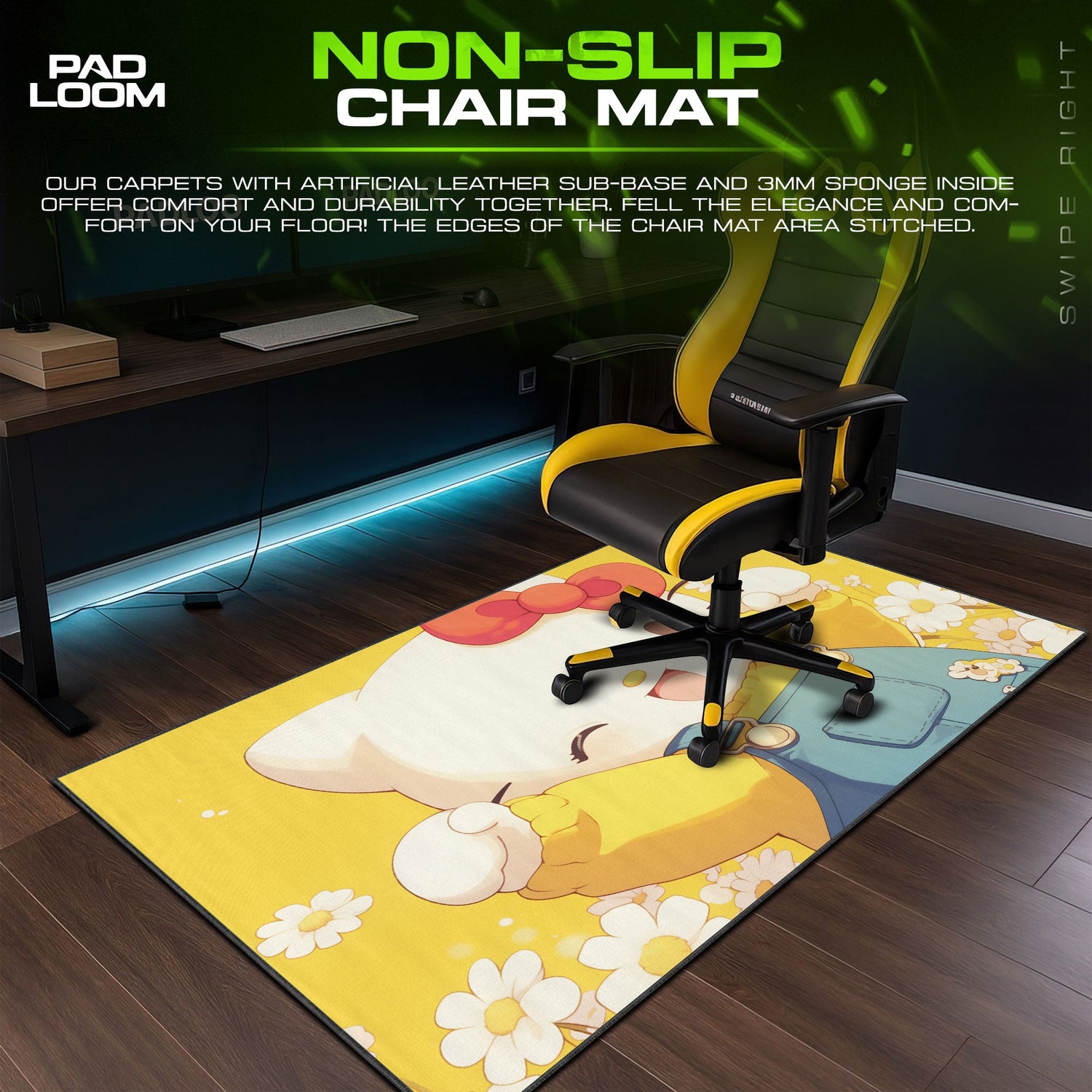 Hello Kitty Mouse Pad, Daisy Field Cartoon Desk Mat Padloom