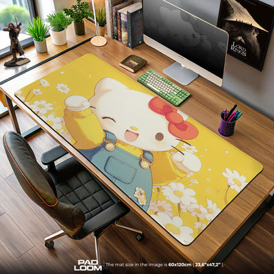Hello Kitty Mouse Pad, Daisy Field Cartoon Desk Mat