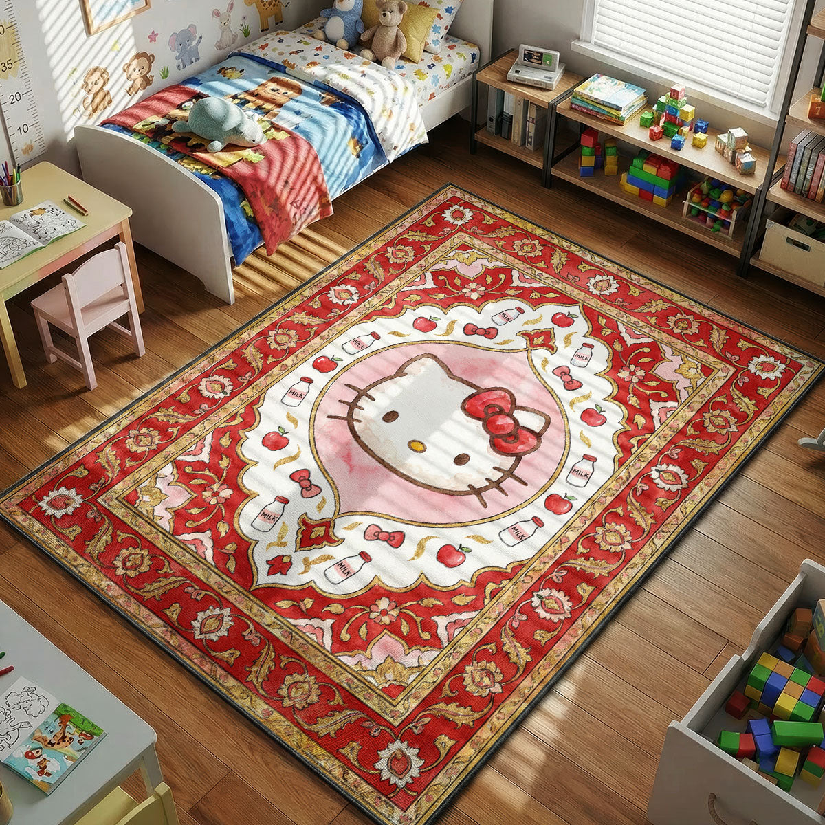 Hello Kitty Red Classic Rug - Kids Floor Mat | Padloom