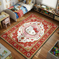 Hello Kitty red ornate pattern kids bedroom area rug