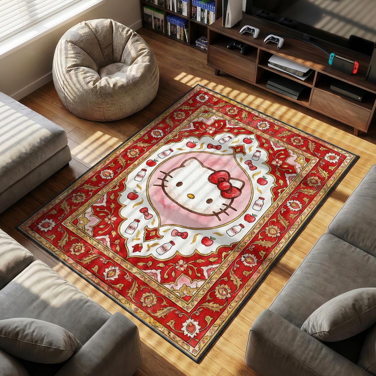 Hello Kitty themed area rug for Classic fans