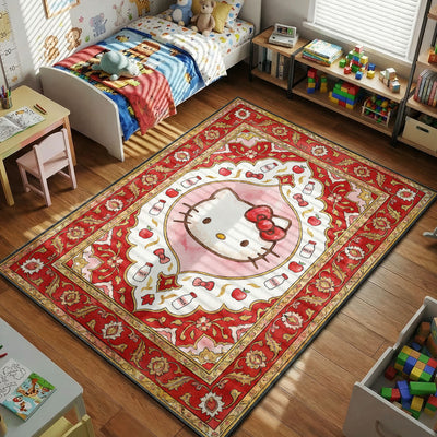 Hello Kitty Red Classic Rug - Kids Floor Mat