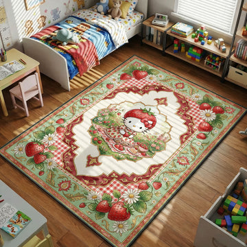 Hello Kitty strawberry garden kids bedroom area rug