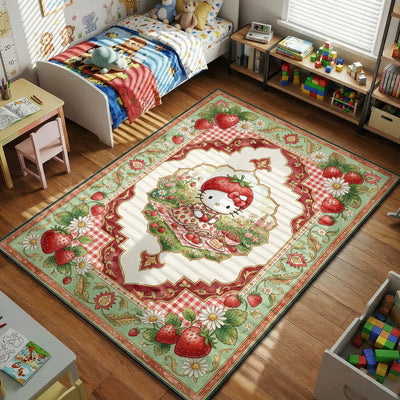 Hello Kitty Strawberry Garden Rug - Kids Room Floor Mat