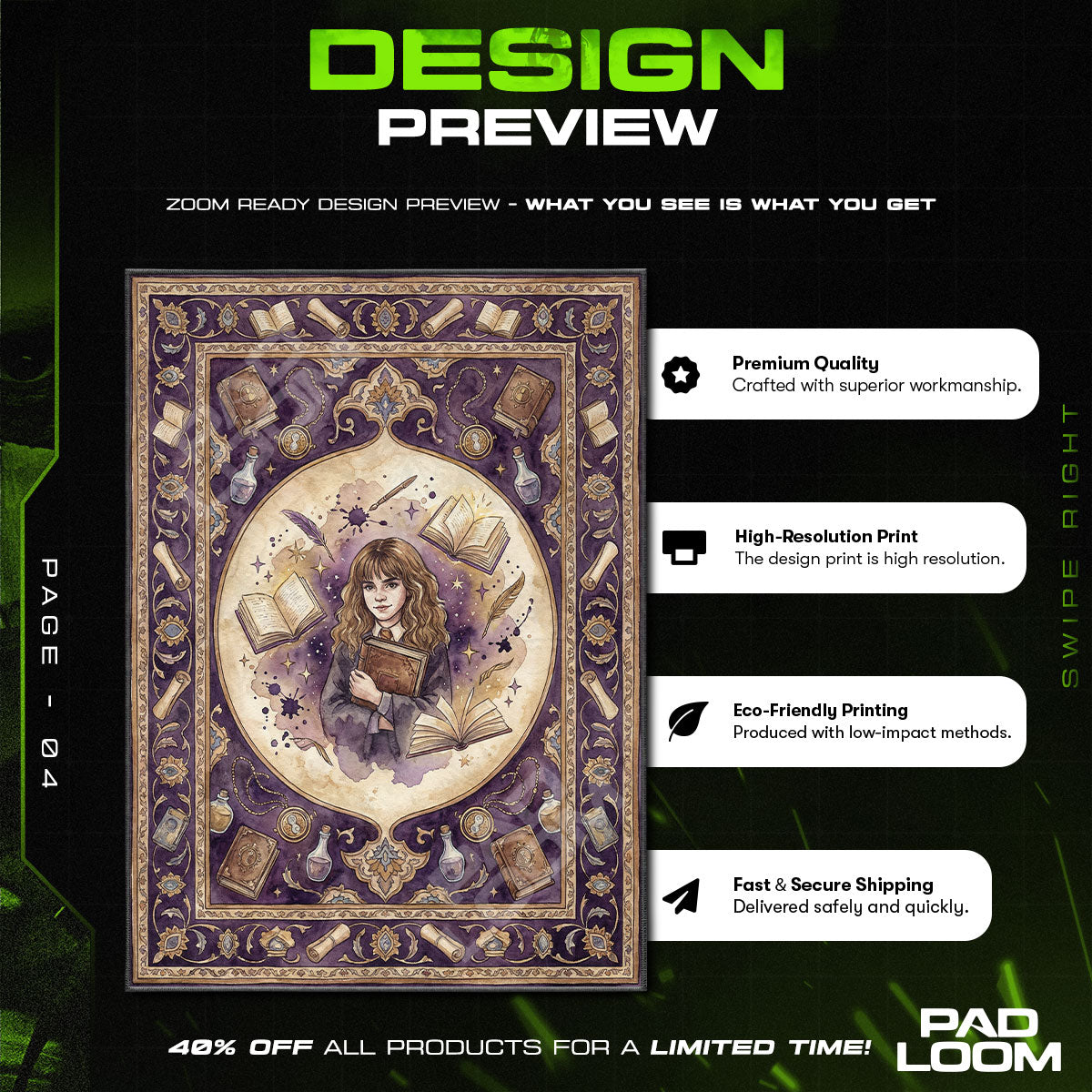 Room character design printed on rug