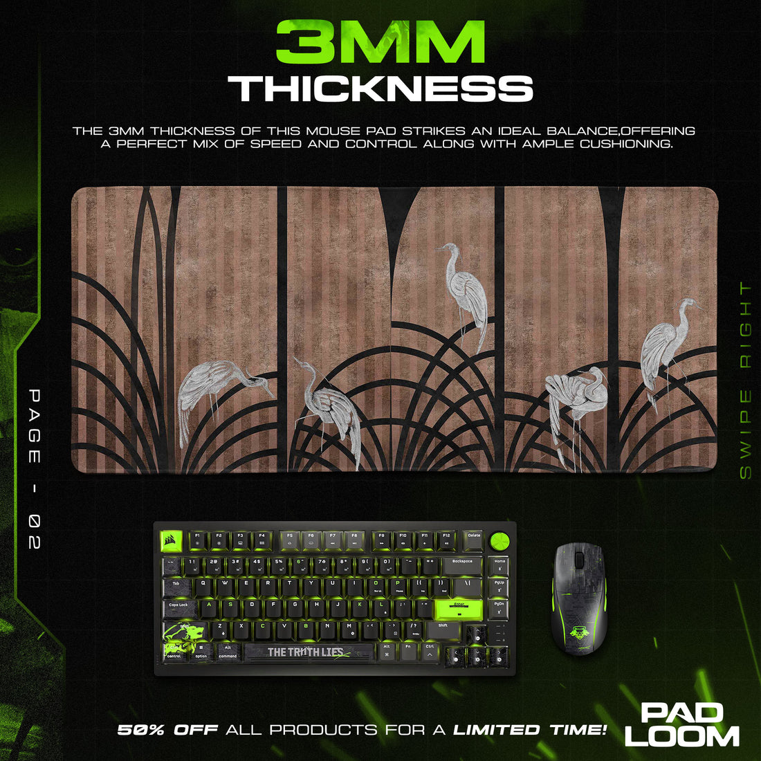 Heron Birds Mouse Pad, Nature Art Gaming Desk Mat