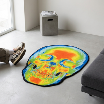 Thermal Skull shaped area rug, die-cut gothic rug