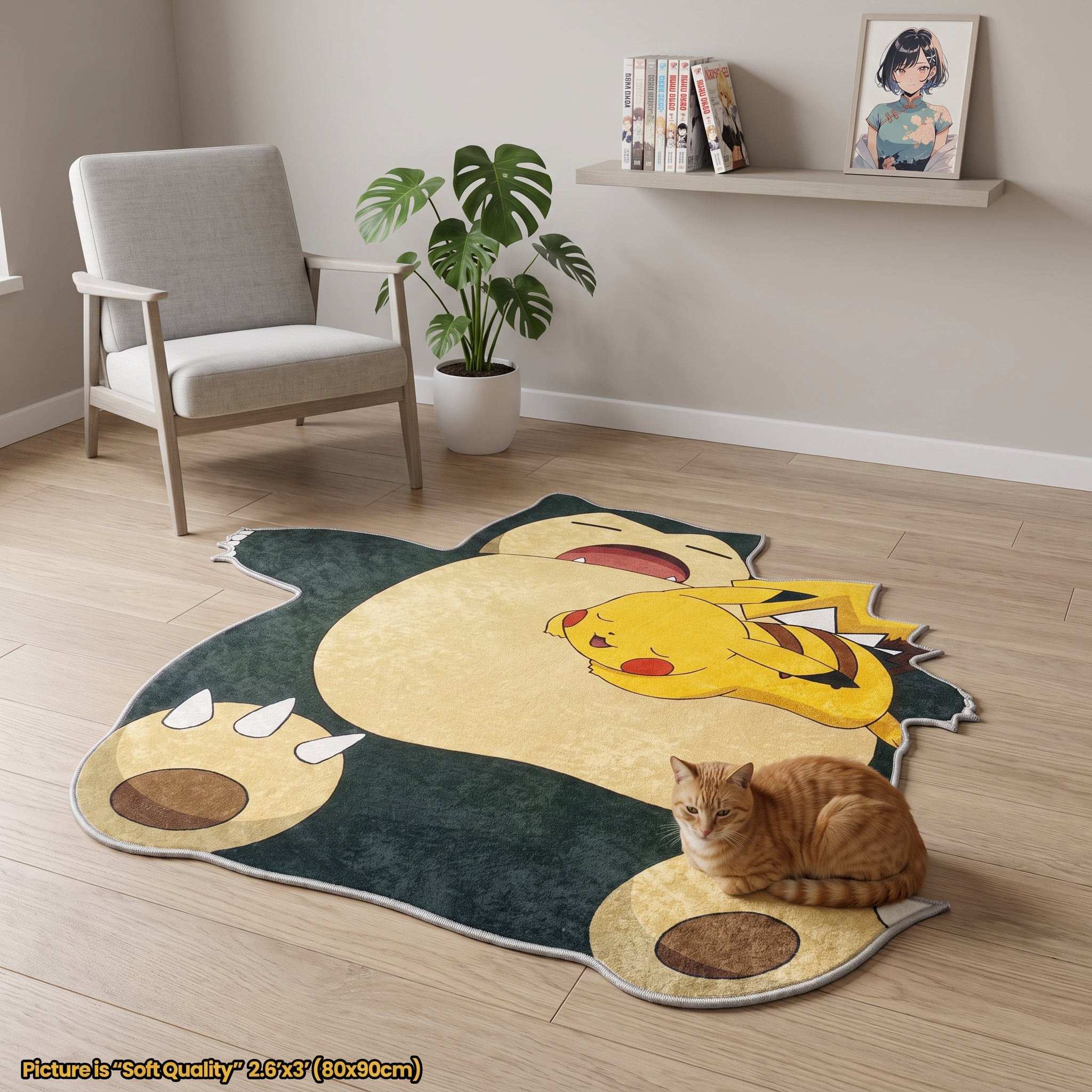 Snorlax Pikachu Rug - Shaped Anime Area Rug
