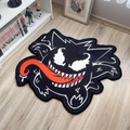 Venom shaped area rug, die-cut gaming room rug