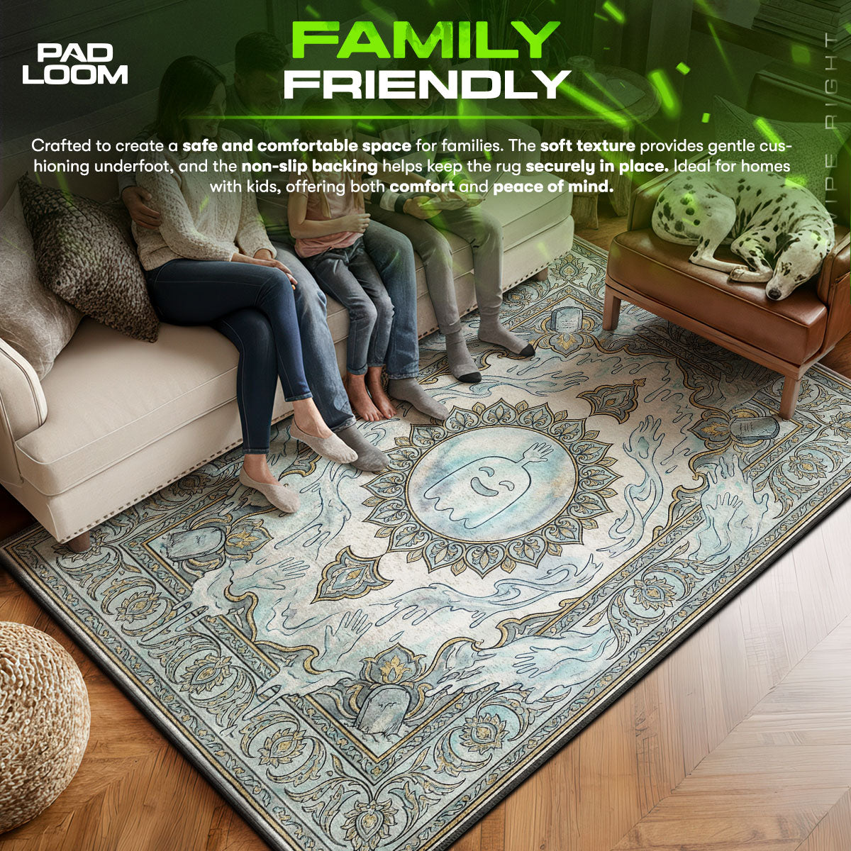 Area character design printed on rug