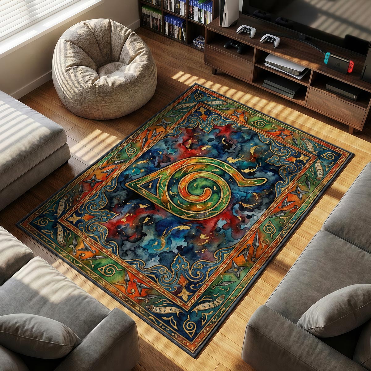 Teppich mit verstecktem Blattwappen – Naruto Shippuden Stuhlunterlage