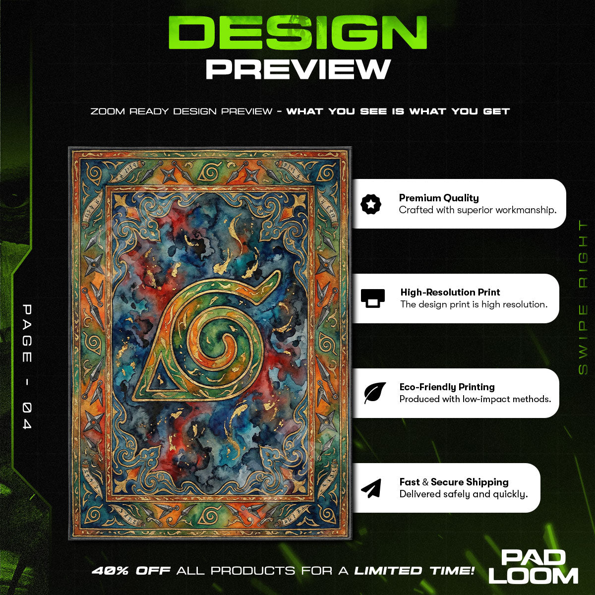 Teppich mit verstecktem Blattwappen – Naruto Shippuden Stuhlunterlage