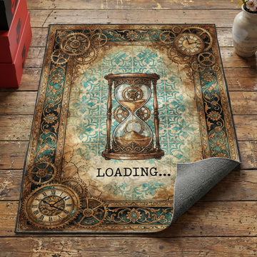 Retro High Score neon gaming rug with glowing text three stars and gold trophy border