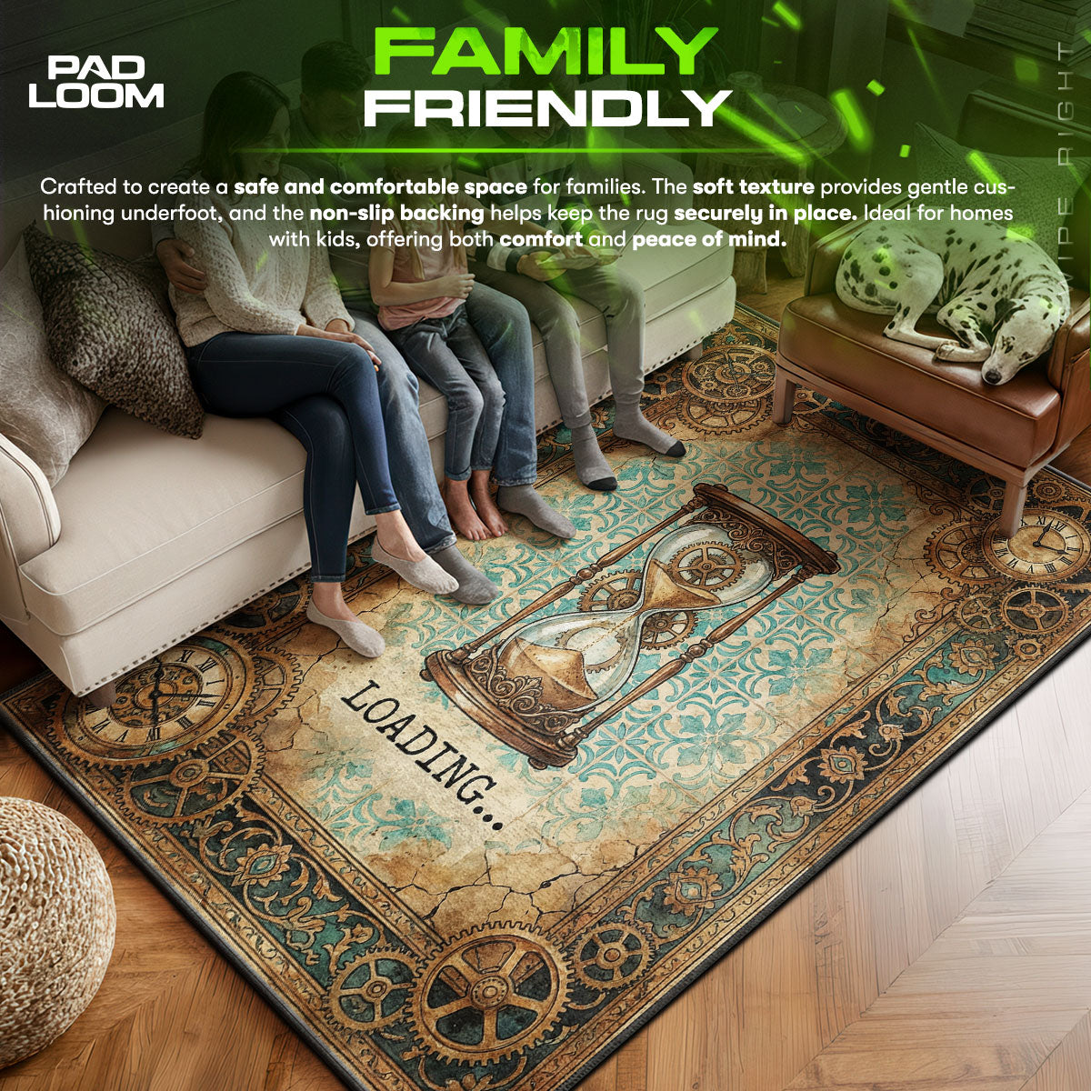 Area character design printed on rug