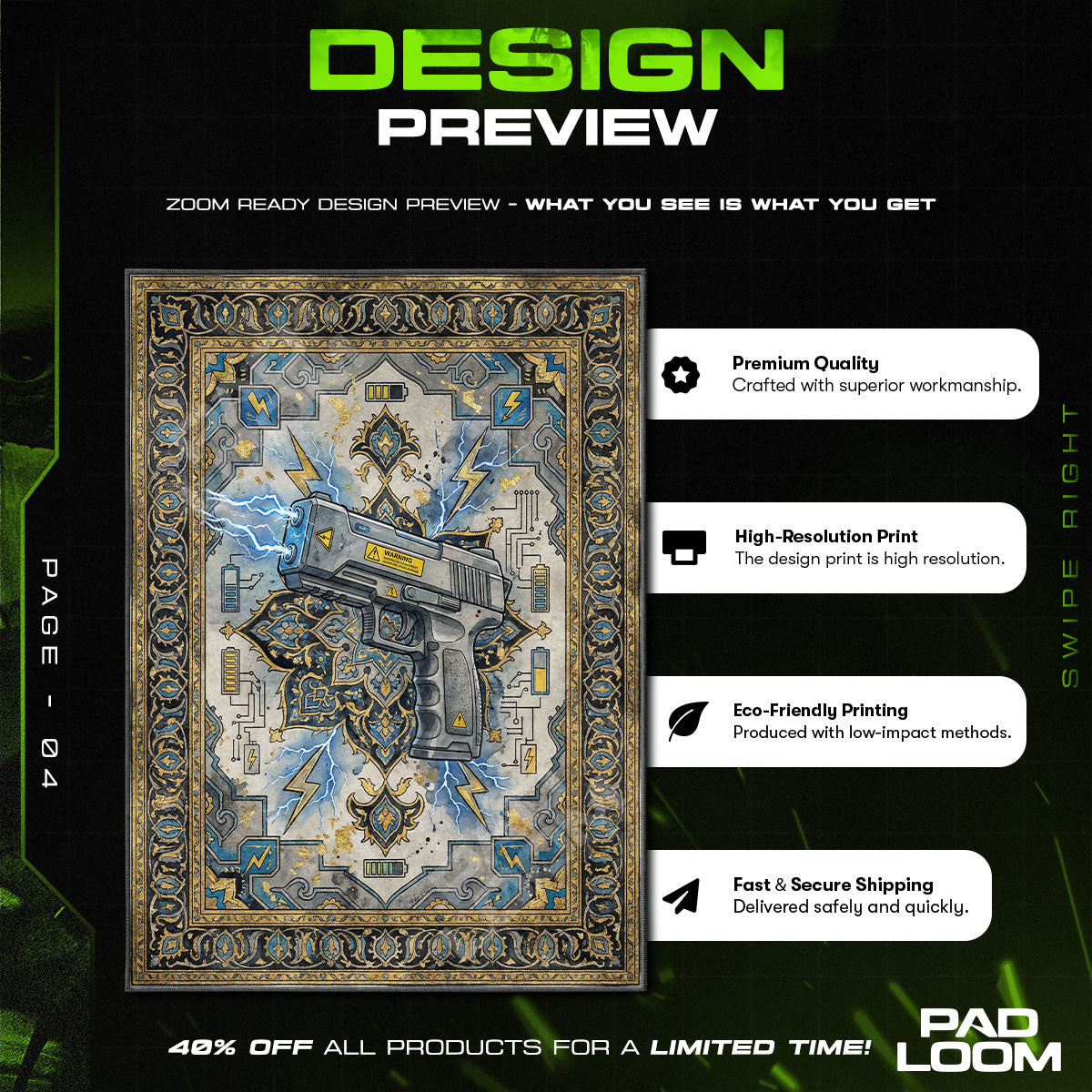 High Voltage Pistol Shock Rug - CS2 Chair Mat