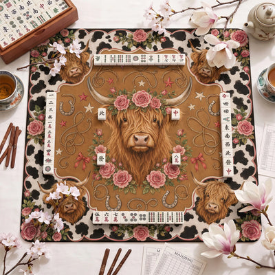 Hochlandrind Mahjong-Matte - Mah-Jongg Tischmatte