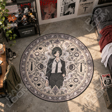 Himeno Smoke Chainsaw Man round rug on a bedroom floor - Chainsaw Man chair mat