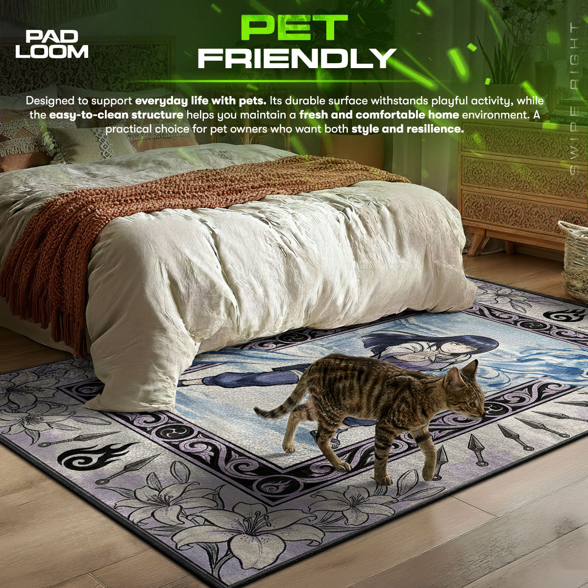 Hinata Hyuga Twin Lion Fists Rug - Naruto Shippuden Chair Mat