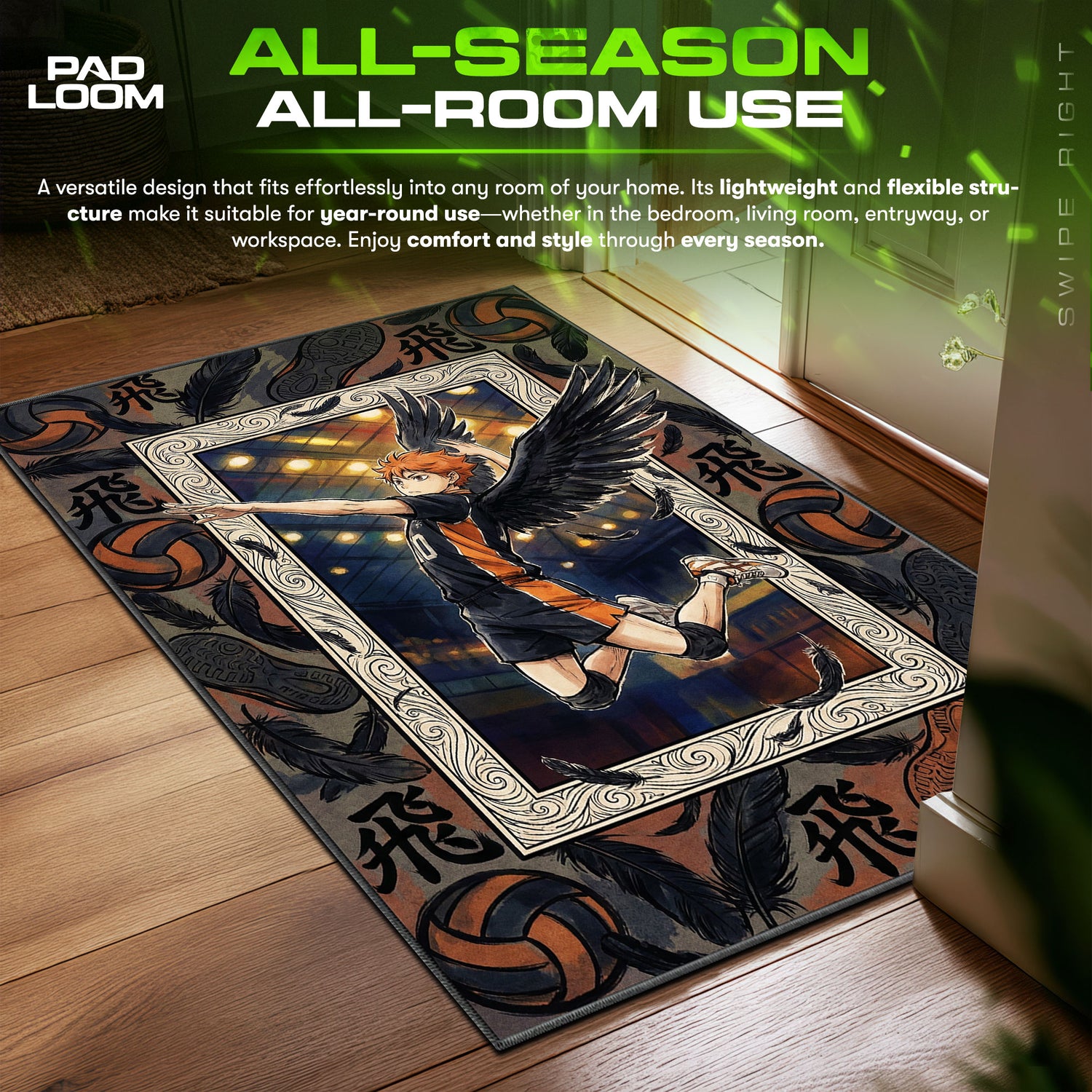 Hinata Shoyo Flight Rug - Haikyuu Chair Mat