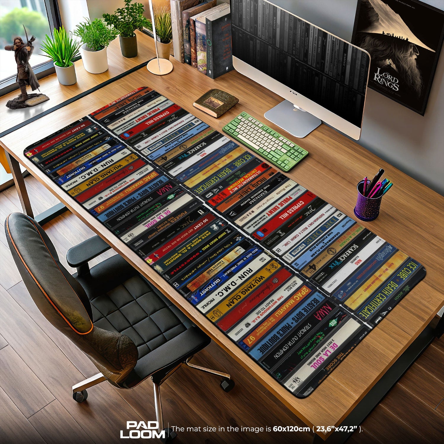 Hip Hop Cassette Tapes Mouse Pad, Retro Music Desk Mat Padloom