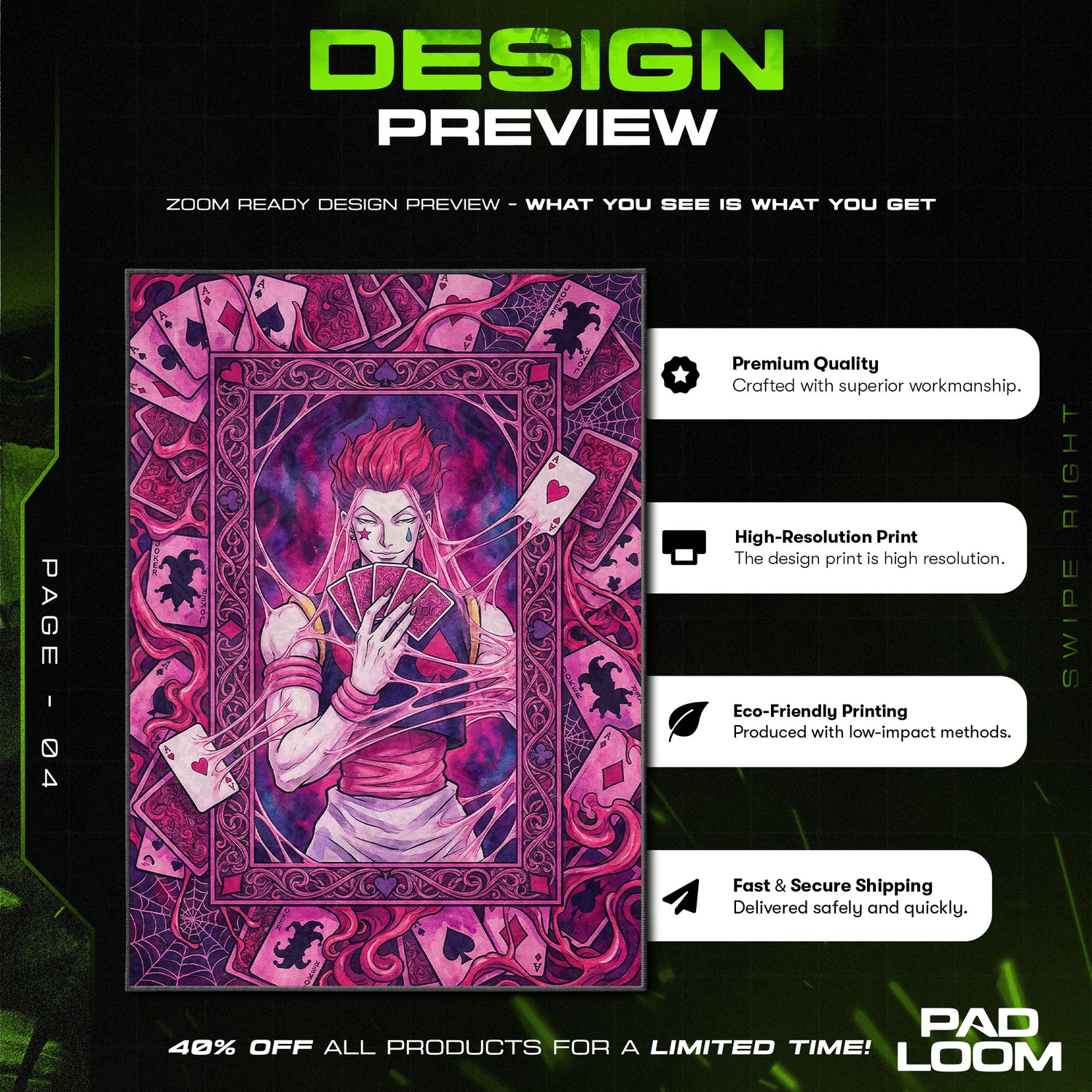 Hisoka Bungee Gum Rug - Hunter x Hunter Chair Mat