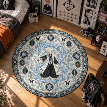 Hitsugaya Frost Bleach round rug on a bedroom floor - Bleach chair mat