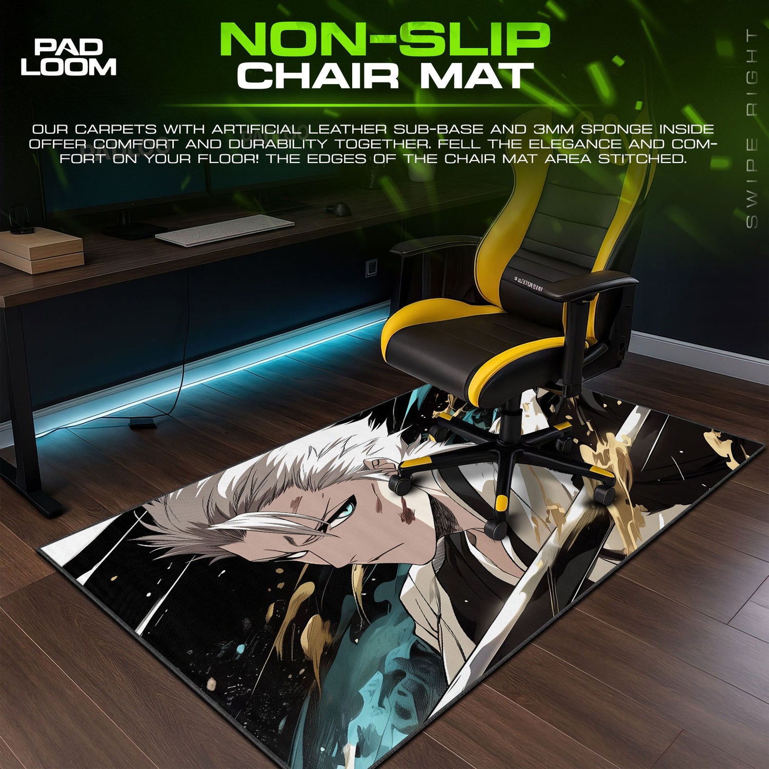 Hitsugaya Toshiro Mouse Pad, Bleach Anime Gaming Desk Mat Padloom