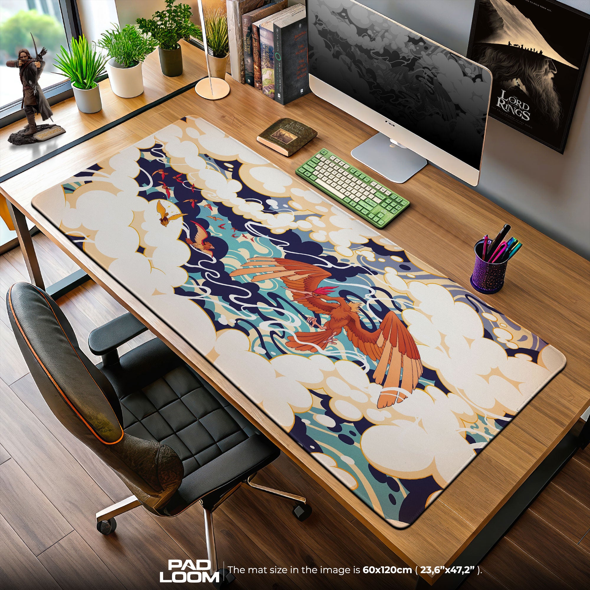 Ho-Oh Celestial Flight Mouse Pad, Pokémon Legendary Gaming Desk Mat