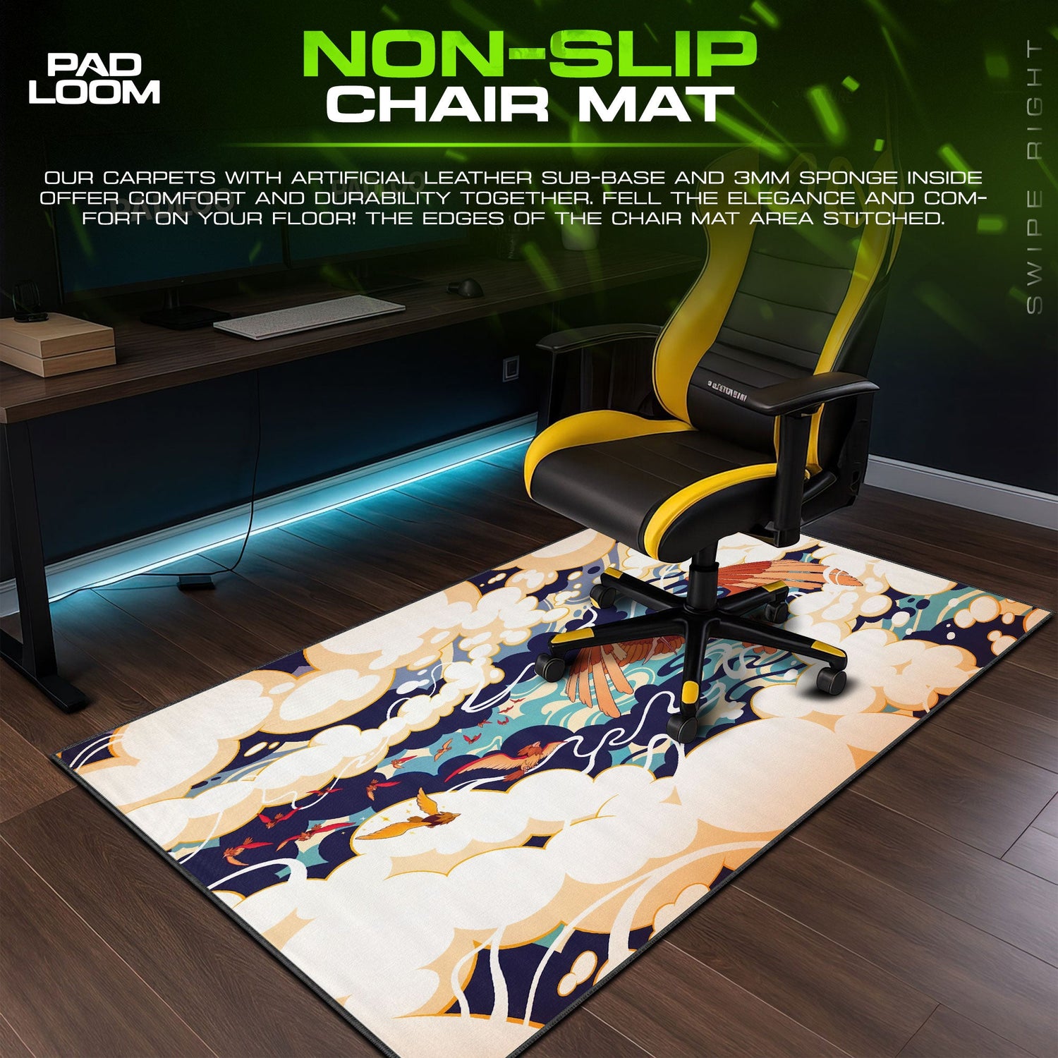 Ho-Oh Celestial Flight Mouse Pad, Pokémon Legendary Gaming Desk Mat Padloom