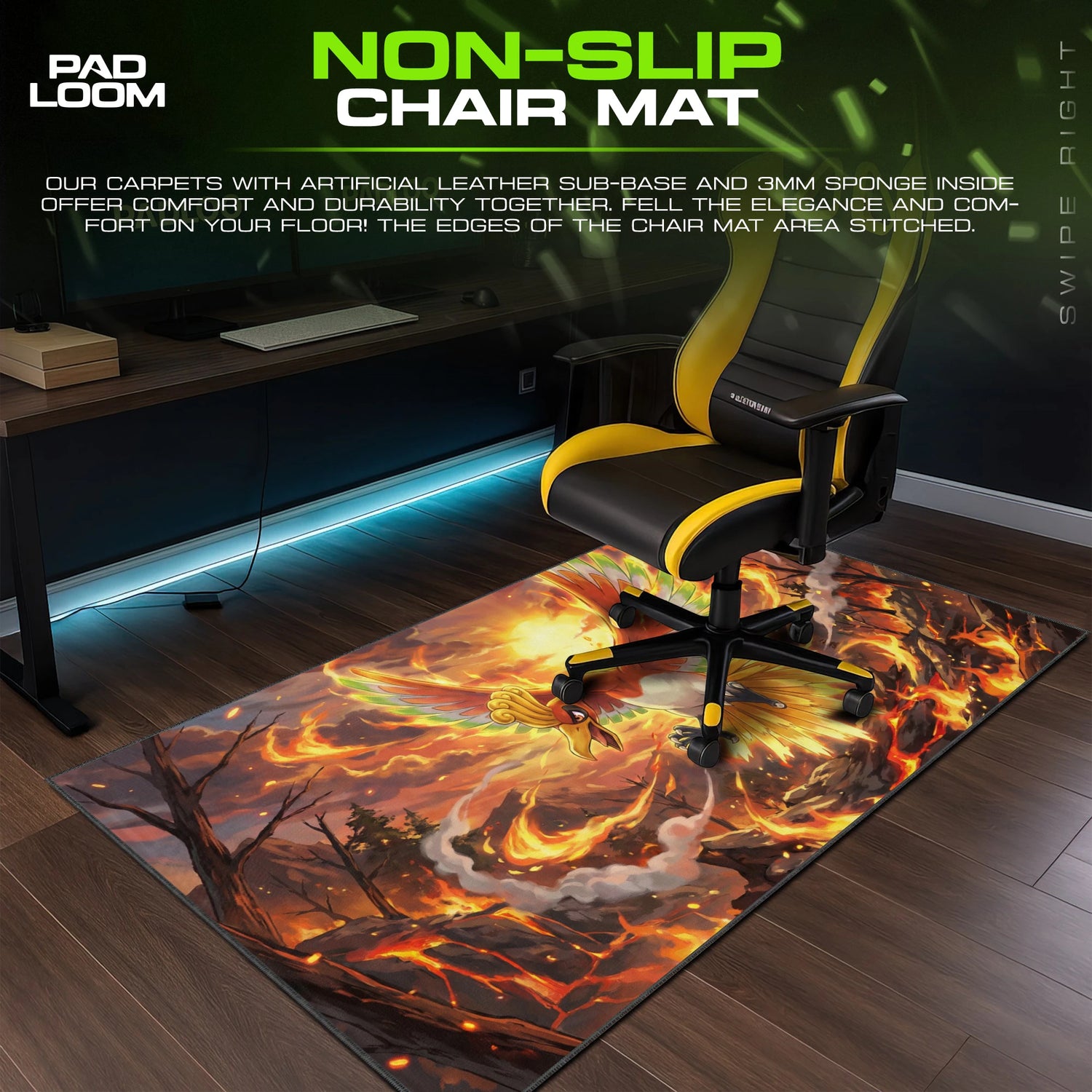 Ho-Oh Rainbow Inferno Mouse Pad - Pokémon Desk Mat