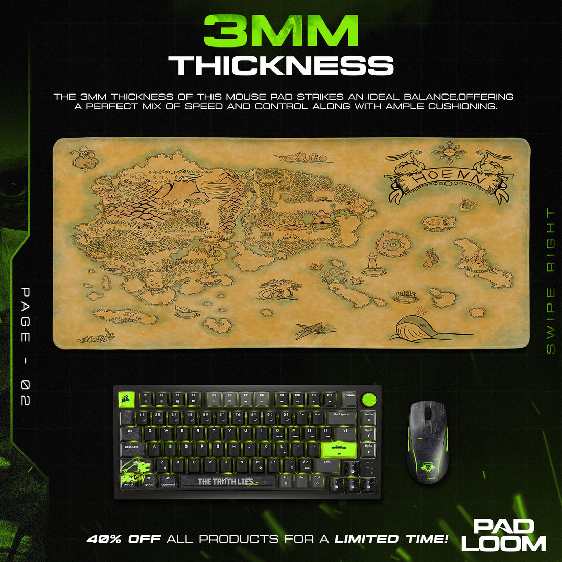 Hoenn Region Map Mouse Pad, Vintage Pokémon Gaming Desk Mat