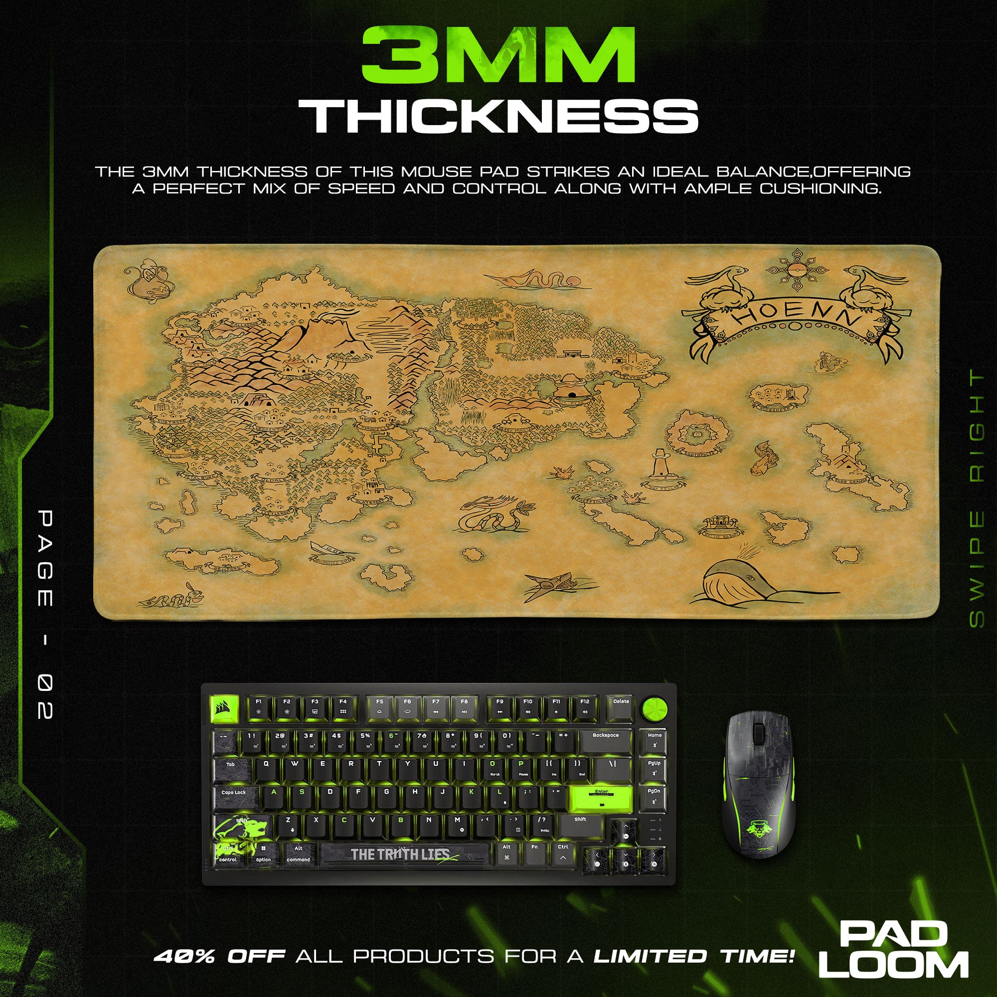 Hoenn Region Map Mouse Pad, Vintage Pokémon Gaming Desk Mat