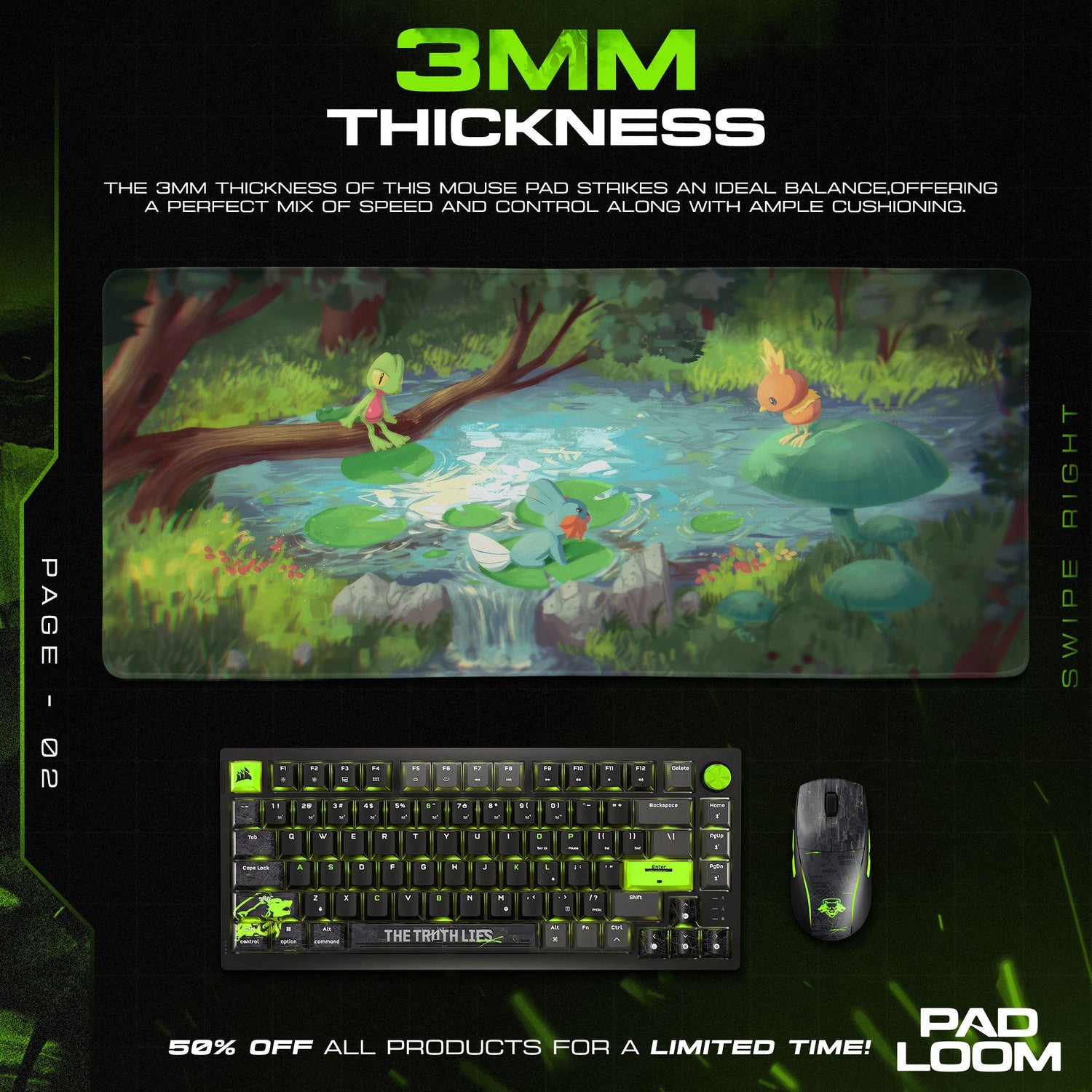 Hoenn Starters Mouse Pad, Pokémon Forest Desk Mat Padloom