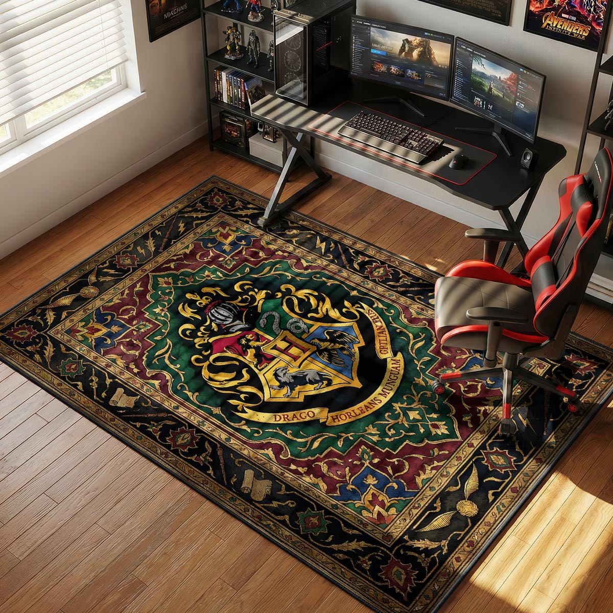 Hogwarts Crest Dark Tapestry Harry Potter Room rug — main product view