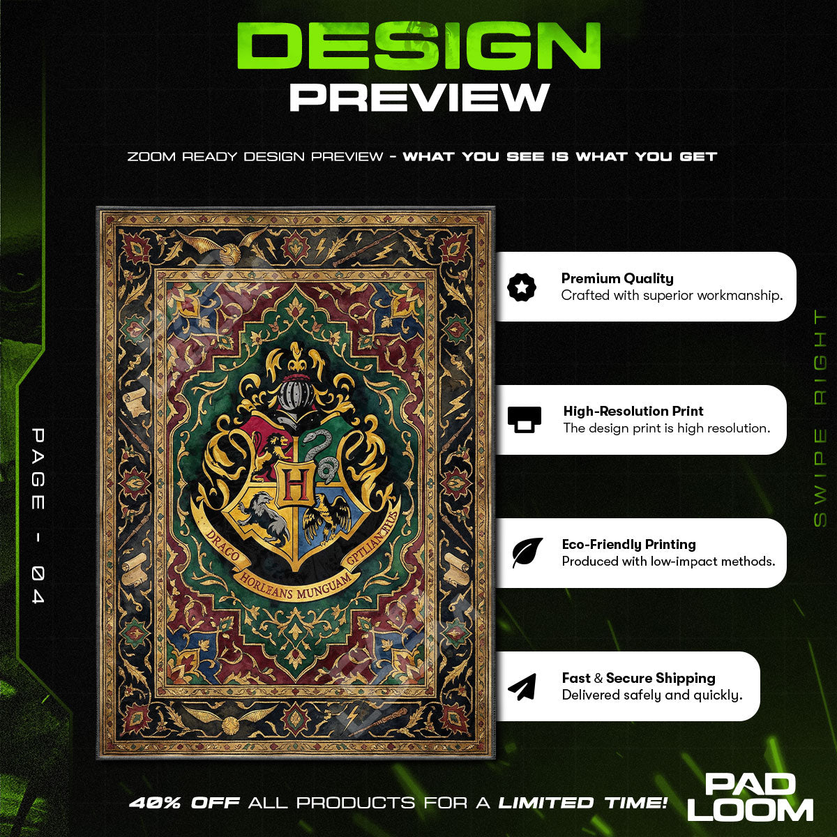 Room character design printed on rug