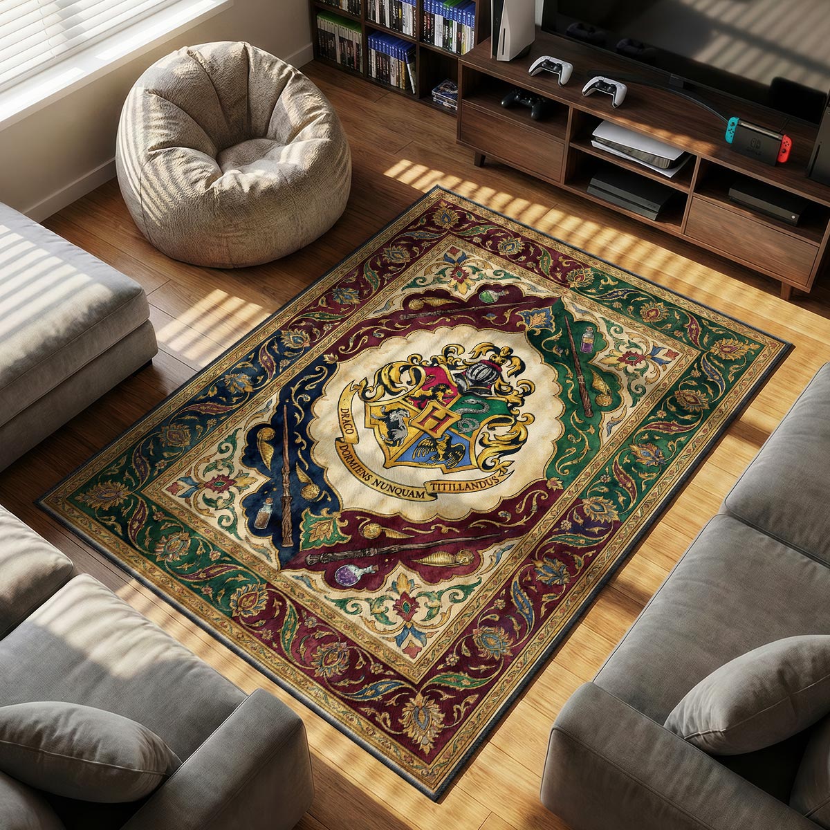 Hogwarts Crest themed area rug for Vintage fans