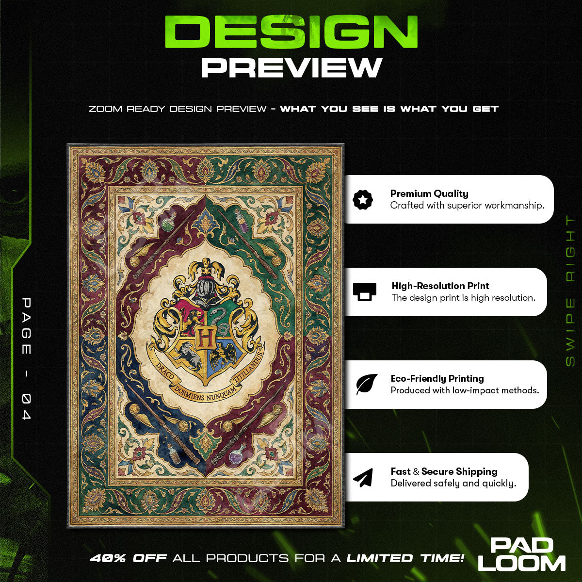 Room character design printed on rug