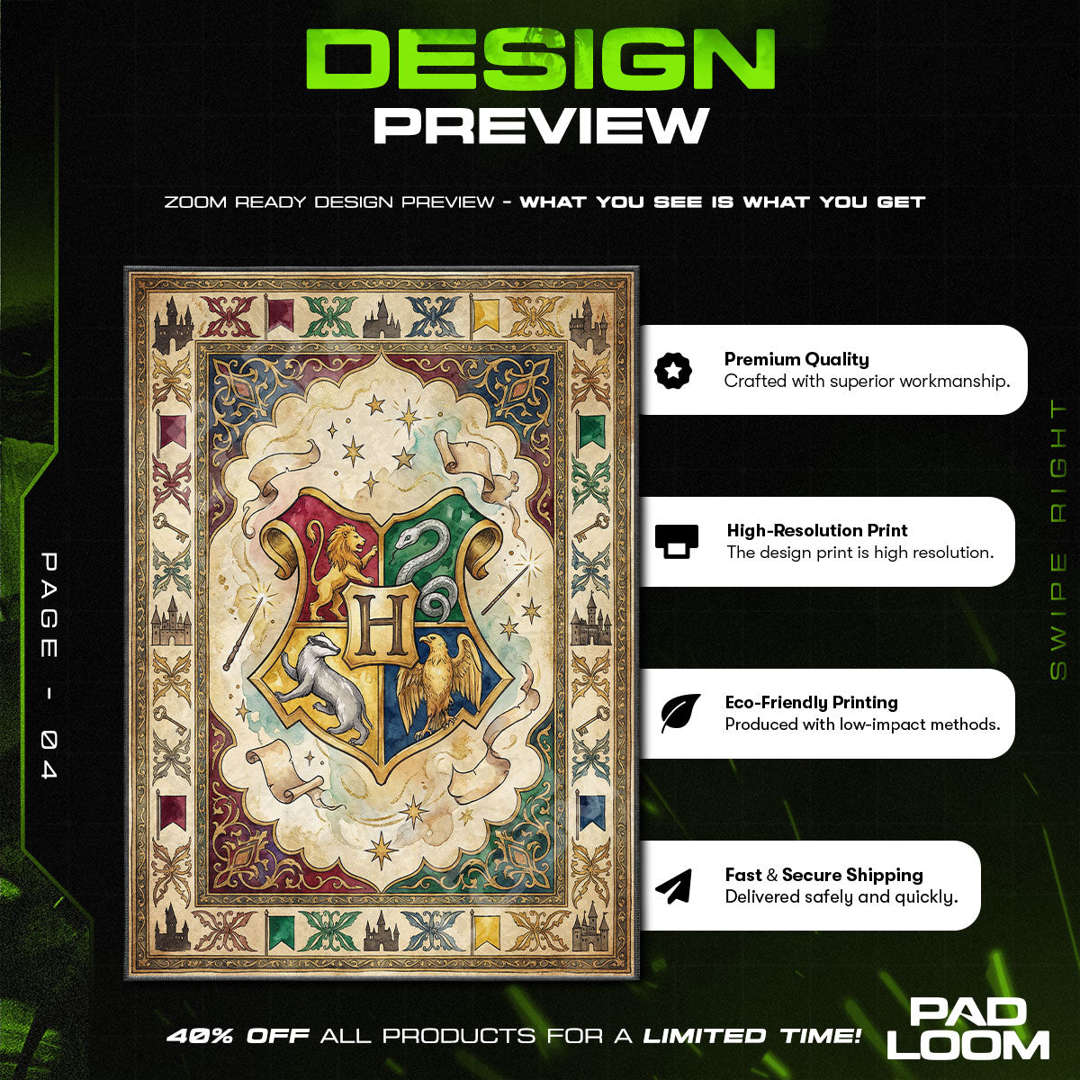 Room character design printed on rug