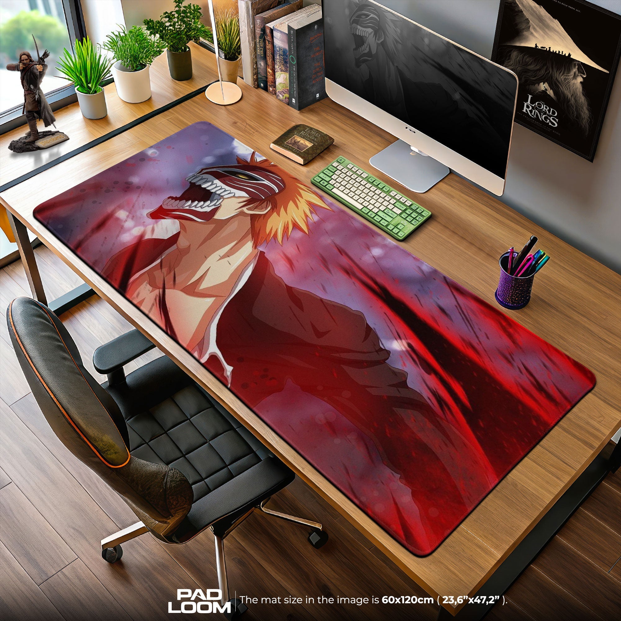 Hollow Ichigo Mouse Pad - Blood Moon Anime Desk Mat Padloom