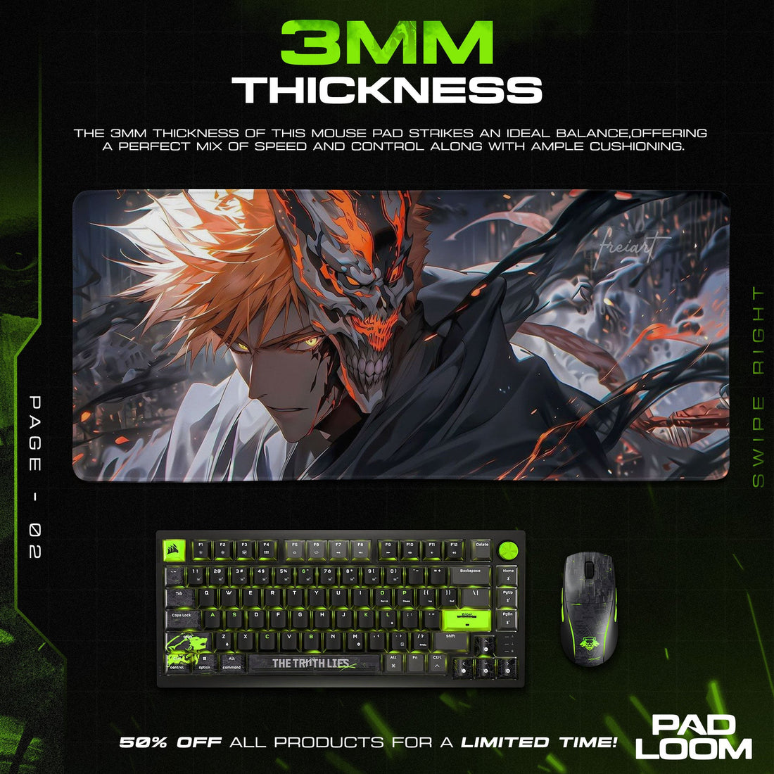 Hollow Ichigo Mouse Pad - Dual Soul Anime Desk Mat Padloom
