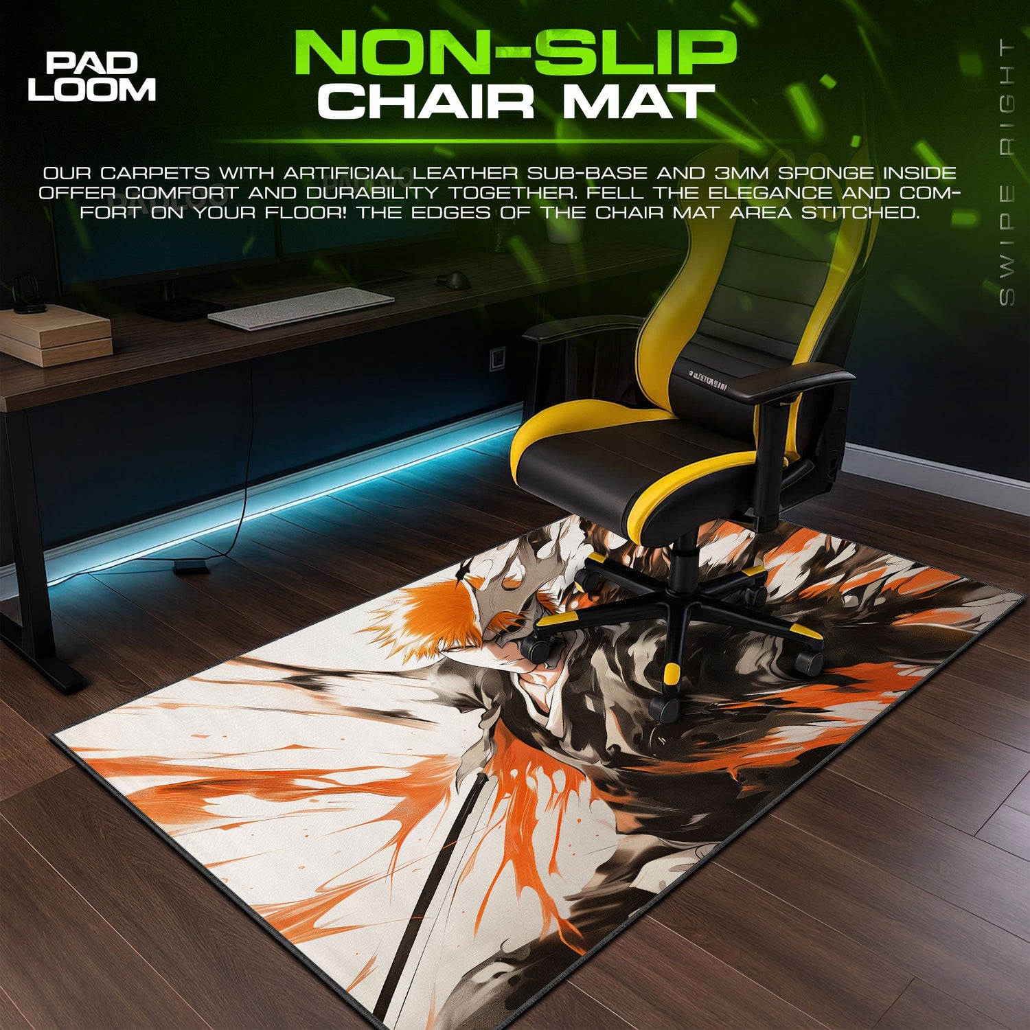 Hollow Ichigo Rage Mouse Pad, Bleach Anime Battle Gaming Desk Mat Padloom